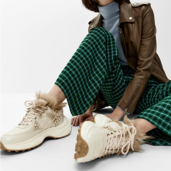 Uterque Leather & Fur Trainer Sneakers - Picture 5 of 10